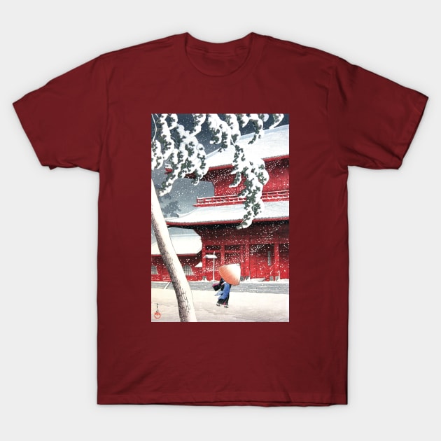 Snow at Zōjōji Temple by Hasui Kawase T-Shirt by uncommontee